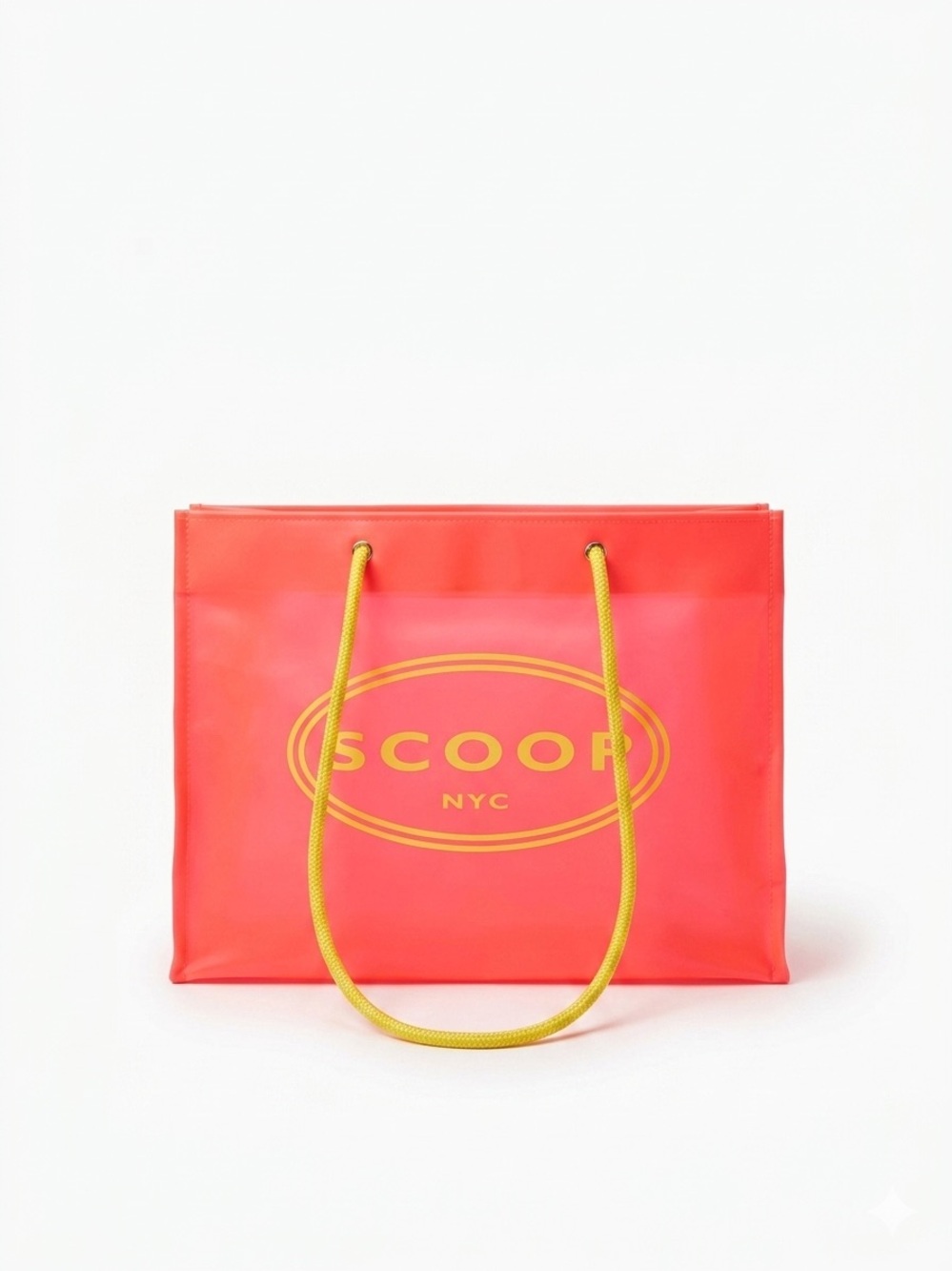 Scoop NYC Neon Pink Plastic Tote with Yellow Handles